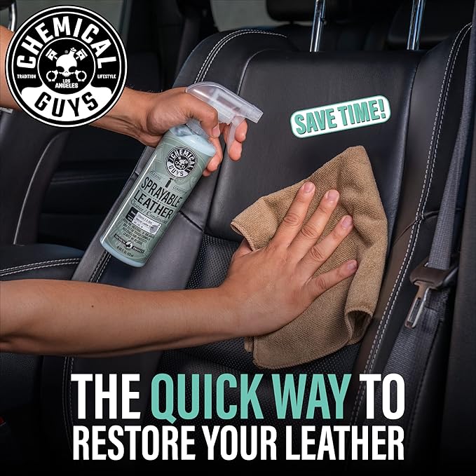 Chemical Guys Sprayable Leather Cleaner and Conditioner in One - Cleans, Conditions, and Protects Leather, Vinyl, Faux & More, Safe for Cars, Furniture & Apparel - 16 oz
