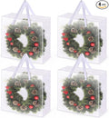 4PCS Christmas Wreath Storage Container, 25" Large Moving Bags Garland Container Clear Storage Bags with Handles Zippers Clear Christmas Storage Bags for Xmas Seasonal Holiday Wreath Storage Wrapping