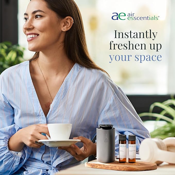 Air Esscentials 'The Mini' Gift Set, Mini Essential Oil Diffuser Kit for Home, Rechargable & Waterless Small Oil Diffuser, Covers 300 Sq. Ft. Coverage, Luxury Collection