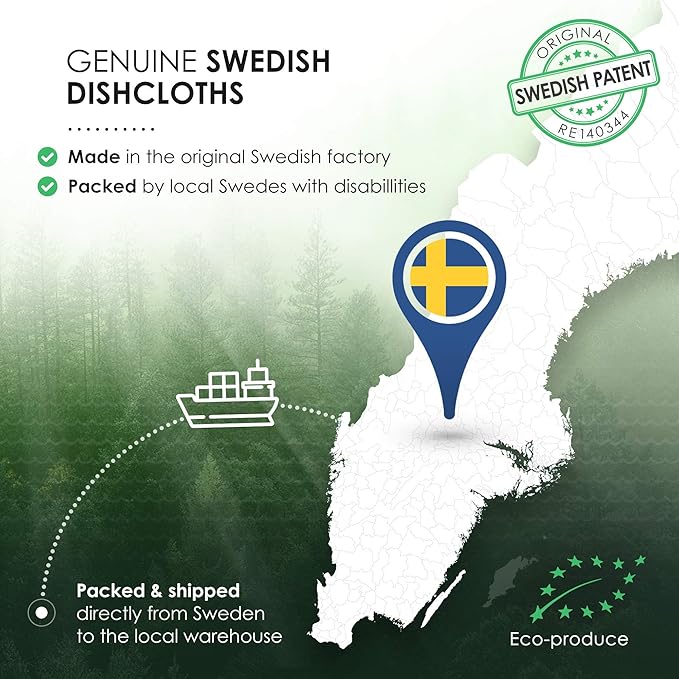 SUPERSCANDI 10 Pack Swedish Dishcloths for Kitchen - 100% Biodegradable & Compostable Reusable Paper Towels Washable, Food-Safe & Without Plastic - Dish Rags Suitable for Any Surface, White