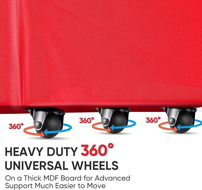 BALEINE 9 ft Rolling Christmas Tree Storage Bag, 3 Swivel Wheels for Easy Moving, Heavy Duty 600D Oxford Fabric Extra Large Artificial Christmas Tree Bag with Reinforced Carry Handles (Red)