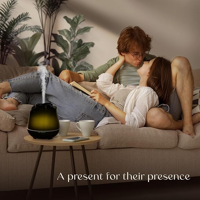 Earnest Living Rose Essential Oil Diffuser 150ml – Mini Ultrasonic Aromatherapy Humidifier for Bedroom & Desk, Quiet Mist, USB Powered, 7-Color Night Light, BPA for Women, Solid Black