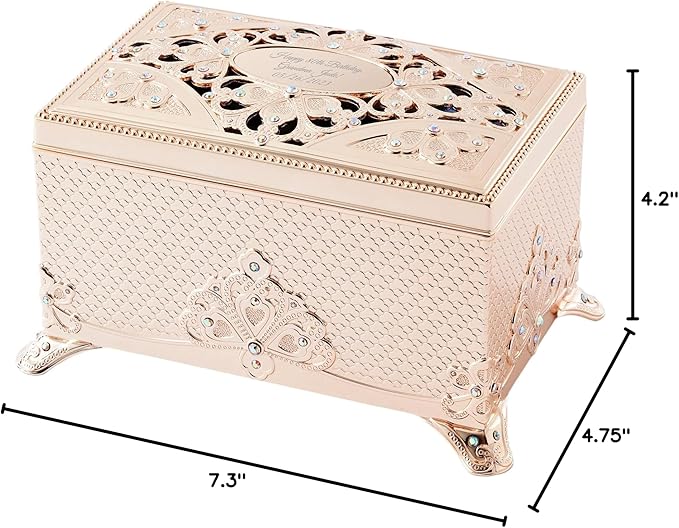 THINGS REMEMBERED Engraved Golden Anastasia Musical Jewelry Box (Free Customization), Plays Unforgettable Music, Gift for Women