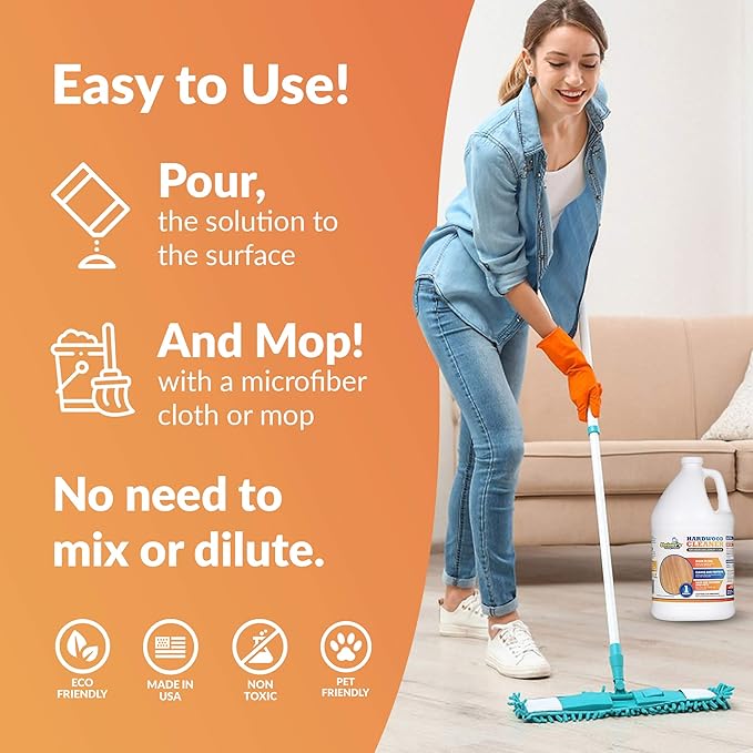 Sheiner's Hardwood Floor Cleaner, Laminate Floor Cleaner, Deep Cleansing Formula for Wood and Tile, pH Neutral and Non-Toxic, Compatible with Sprayer Bottles for Cleaning, 1 Gallon