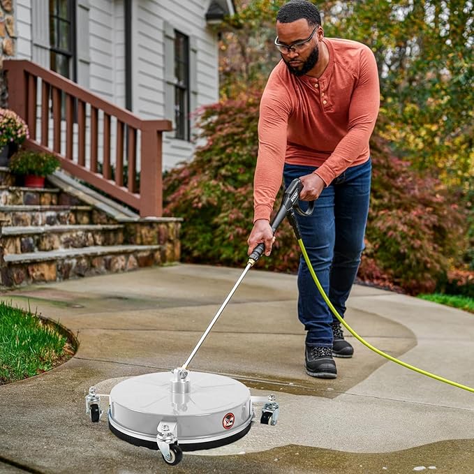 Wexo Palindrog 16" Pressure Washer Surface Cleaner with 4 Wheels, Stainless Steel Power Washer Surface Cleaner for Driveways Sidewalks Patios, 1/4" Quick Connector, 2 Extension Wand, 4000 PSI
