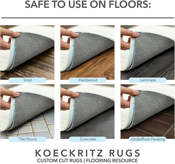 KOECKRITZ 3' x 3' Square Non-Slip Rug Pad Gripper - 1/4″ Thick Felt & Rubber Duo-Lock - Safe for All Floors & Hardwoods - Protects Floors, Keeps Rugs Flat