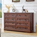 LIDYUK 8 Drawer Cherry Wood Dresser for Bedroom Farmhouse Dresser Chest of Drawers, 55" Wide Clothes Organizer Wood Chest of Drawers for Bedroom, Living Room