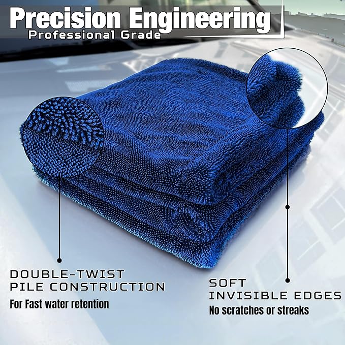 WEST BROS XL Car Drying Towel, 1300 GSM Professional Car Towel with Double Twisted Loop, Car Drying Towels Extra Large Super Absorbent, Microfiber Drying Towels for Cars, Trucks, SUVs - 40"x24", Navy