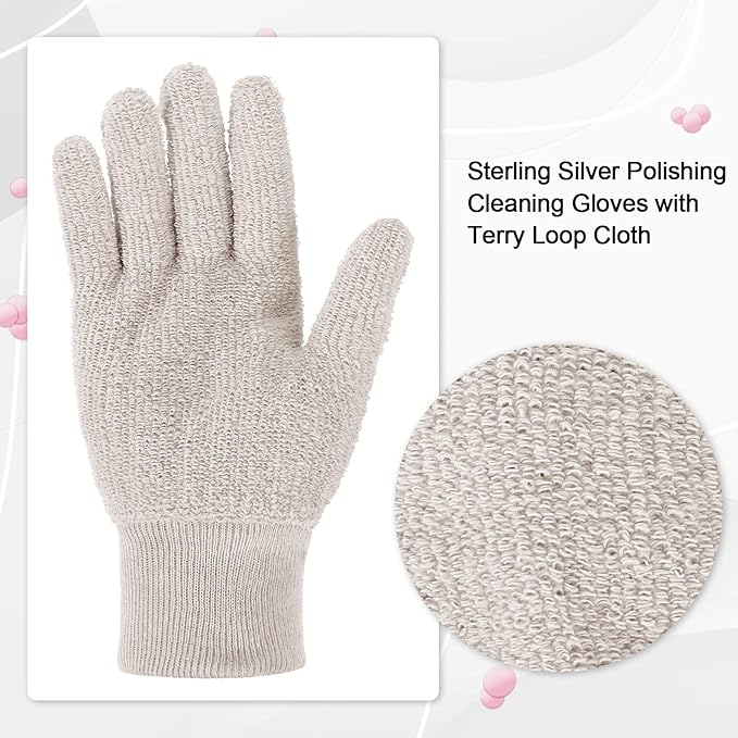 Syhood 3 Pairs Silver Polishing Cleaning Gloves Jewelry Polishing Anti-Tarnish Removal Gloves for Jewelry, Gold, Brass, Copper, Blinds, Debris, Ring, Stainless, Metal