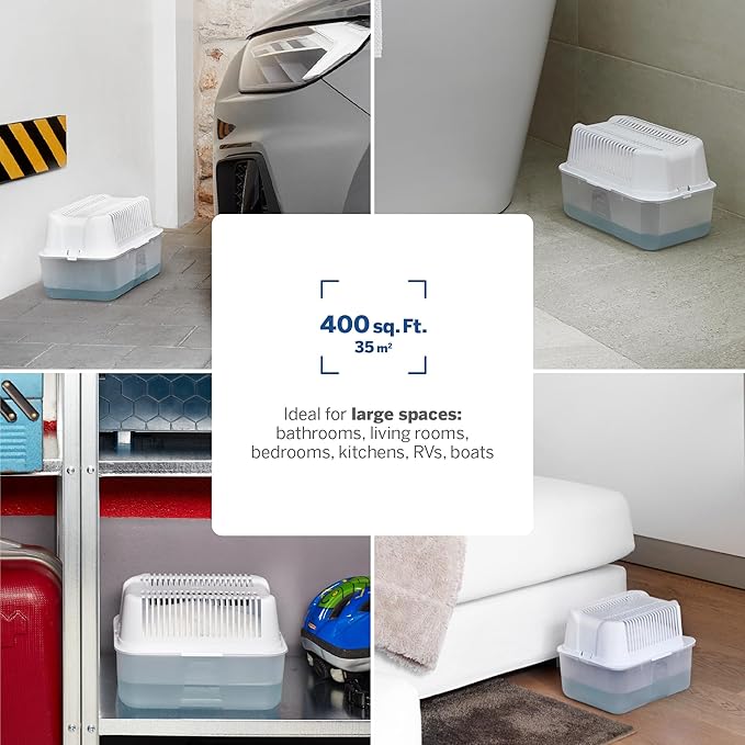 HUMYDRY | PACK 2 Dehumidifiers 35.3 oz. + 2 Refills | Moisture Absorber No Electricity Needed | Humidity Control for Large Rooms up to 400 sq.ft | Prevents Condensation and Musty Odors