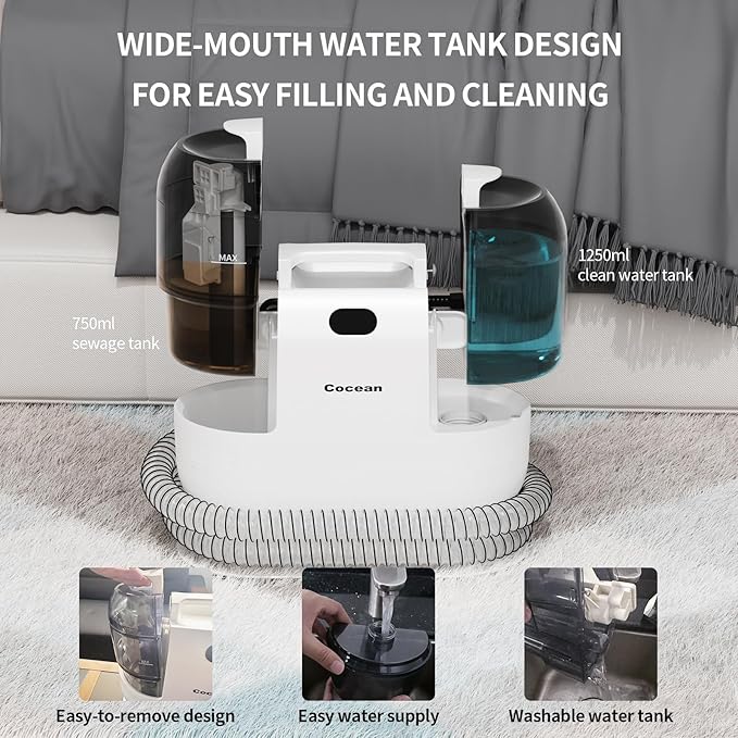 COCEAN Carpet Cleaner Machine With Carpet Shampooer, Upholstery cleaner, Carpet Shampooer Machine, 250ML Rug Shampooer, Spot Cleaner Machine, Couch, Pets, Furniture,Car detailing With 4 Cleaning Tools