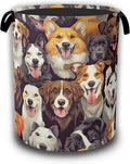 Laundry Hamper,Cute Dogs Collapsible Laundry Baskets Waterproof Oxford Cloth With Handles,Clothes Storage Bucket Toy Organizer For Bathroom/Nursery/Bedroom 16" x 20.8"