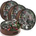 4 Pack Wreath Storage Container, 24 Inch Christmas Wreath Storage Box with Clear Window and Handles Upgrade Oxford Cloth Garland Bags with Dual Zipper for Xmas Wrapping, Brown