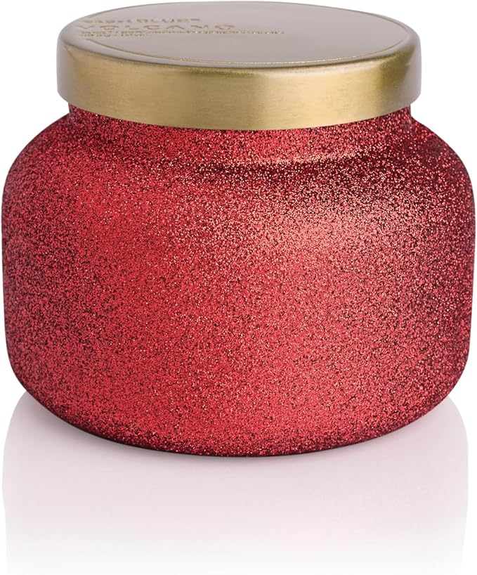 Capri Blue Signature Glam Jar Candle - Long Lasting Soy Wax Blend - Glitter Candles for Home Scented with Luxury Holiday Scents - Notes of Tropical Fruits & Sugared Citrus (Volcano, 19 oz)