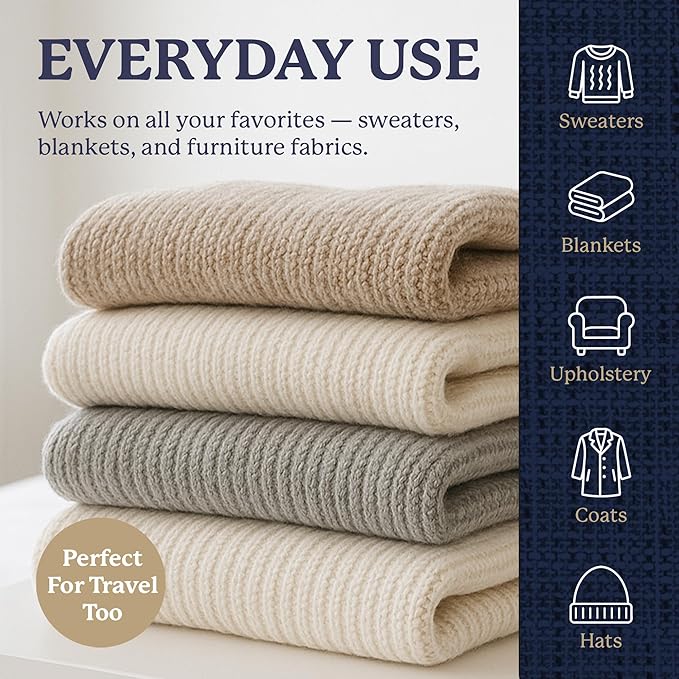 Farberware Large Lint Remover & Fabric Shaver Set – Battery Powered Sweater Shaver with Triple Blades and Extra Sticky Roller for Pet Hair, Fuzz & Pilling on Clothes & Furniture