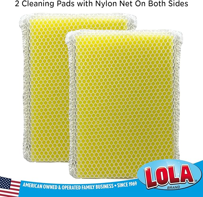 LOLA Microfiber & Nylon Net Sponges, 288 Pack, 144 Dual Sided Non-Scratch Sponge Pads & 144 w/Microfiber Cloth One Side and Nylon Net Other Side