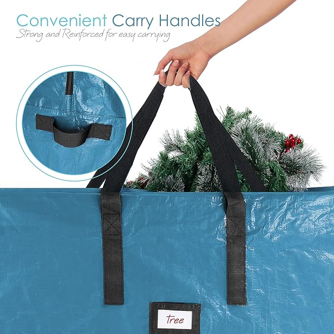 Hearth & Harbor Christmas Tree Storage Bag - Artificial Christmas Tree Bag with Reinforced Handles, Dual Zipper, Wide Opening - Storage Container for Trees and Decorations, 2 Piece set - 7.5 + 9 FT