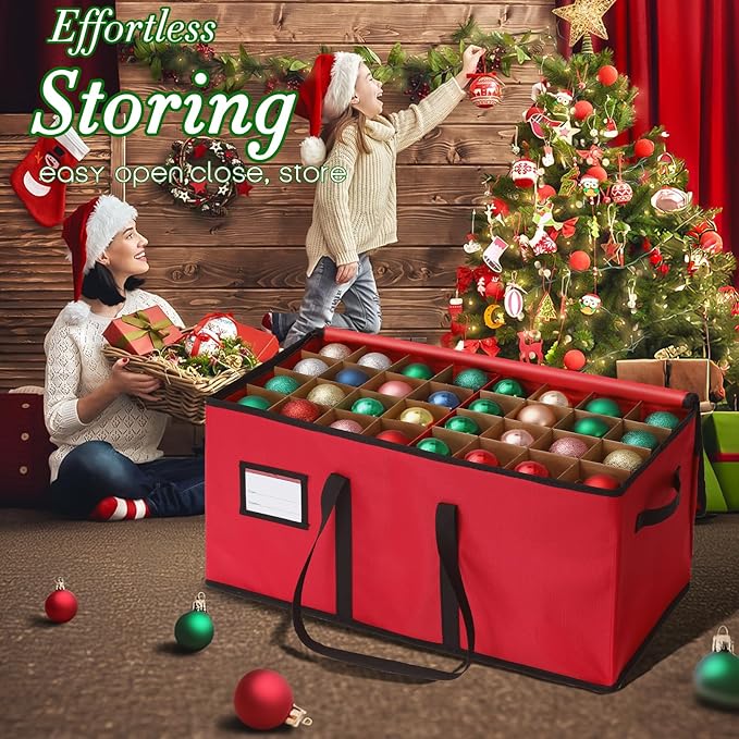 Christmas Decoration Organizer Ornament Holder Village Storage Chest Box，Tree Keepers Ornament Ball Storage，Santas Bags Storage
