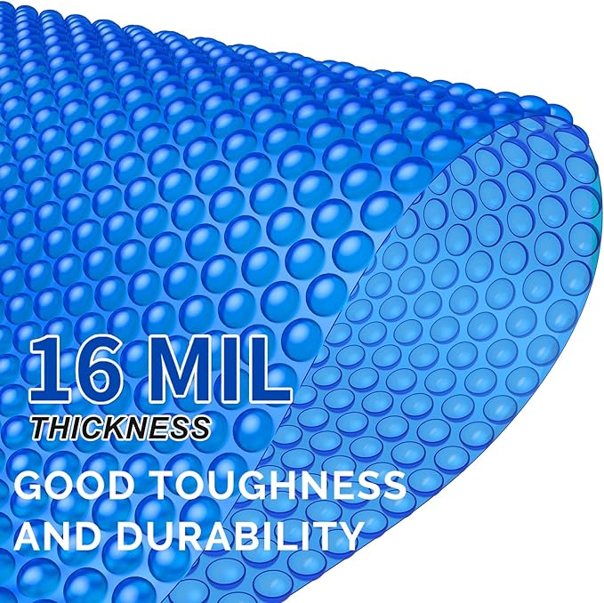 BigXwell Solar Pool Cover, Hot Tub Bubble Blanket,16-mil 7x7 Foot Square Spa Cover Hot Tub Solar Blanket, Heavy-Duty Heat Retaining Thermal Blanket
