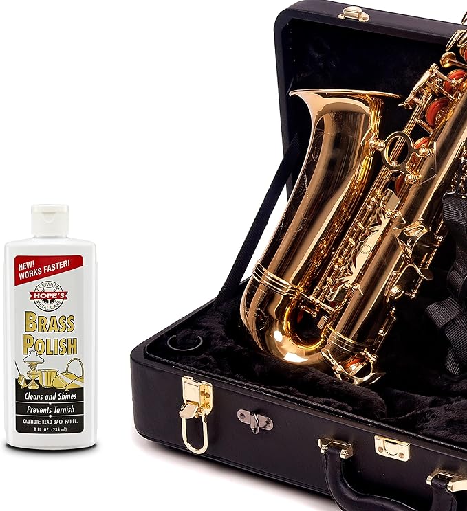 HOPE'S Brass Polish and Cleaner, Prevents Tarnish, Safe for Brass, Copper, Chrome, and Sterling Silver, Metal Polish for Cymbals, Trombone, Trumpet, and Other Instruments, 8 oz, Pack of 12