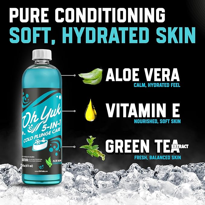 Oh Yuk 5-in-1 Cold Plunge Water Treatment – Cleaner, Clarifier, Conditioner, Combats Odors, Deodorizes – Premium Cold Tub & Ice Bath Care – Works with All Cold Plunges with Filter Systems – 32 Uses