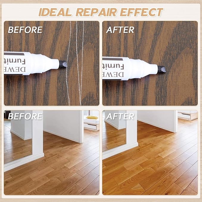 DEWEL Furniture Markers Touch Up, 18 Colors Wood Markers Furniture Repair Kit with Polish Wax, Wood Pens for Furniture Scratch Repair