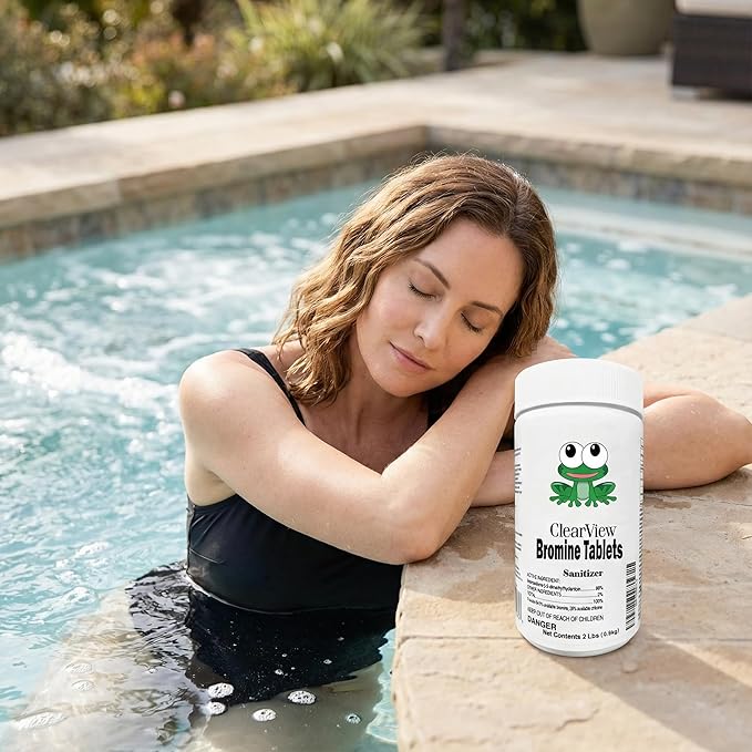 ClearView Bromine Tablets 1 Inch 2 Lbs for Spas, Brominating Tabs Chemical Sanitizer for Pools & Hot Tubs, Kill Bacteria & Algae