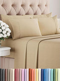 Full 6 Piece Sheet Set - Comfy Breathable & Cooling - Ultra Soft Hotel Luxury Bedding Set w/ 8-16 Inch Deep Pockets - 1 Flat & 1 Fitted Sheet & 4 Pillowcases - Wrinkle Free & Easy Care - Heathered Tan