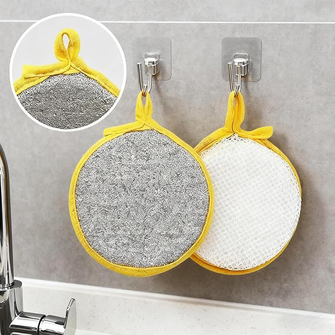 Nrubweal Double Sided Dish Sponges, Extra Thick 2.5cm Scrub Sponges Non Scratch for Kitchen, Heavy Duty Scouring Pads with Handle Hole for Dish Washing, Sink & Stove Cleaning (10 Pack)