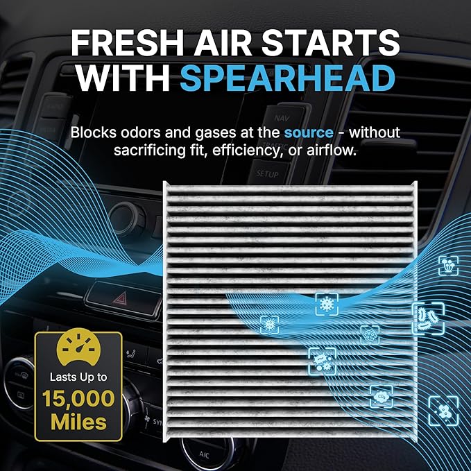 Spearhead Odor Defense Breathe Easy AC & Heater Cabin Filter | Fits Various 2014-20 Cadillac/Chevrolet/GMC Like OEM | Up to 25% Longer Lasting w/Activated Carbon (BE-809)