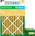 Filterbuy 20x25x4 Air Filter MERV 11 Superior Pet & Allergy Defense (2-Pack), Electrostatic Pleated HVAC AC Furnace Filters Replacement, Made in USA (Actual Size: 19.50 x 24.50 x 3.63)