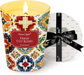 HomeLights Large jar Candle | 1-Wick Long-Lasting Scented Candles, 6.7oz Natural Soy Wax Candle for Home Scented, Bohemian Natural Textures Gifts for Women & Men, Fresh Cut Roses