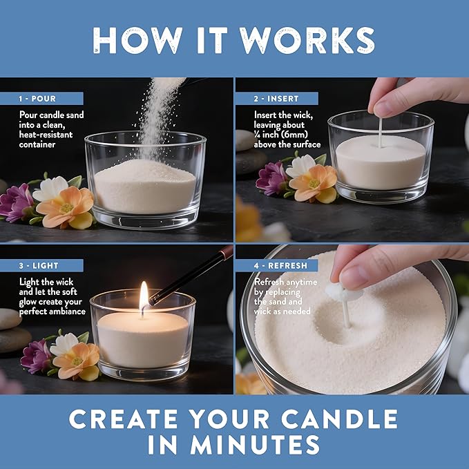 Pearled Candle Sand 10.5 oz (300g) – Midnight Ocean Scented Candle, Dark Blue Color, Relaxing Aromatherapy, Home Decor, Stress Relief, Long-Lasting Burn