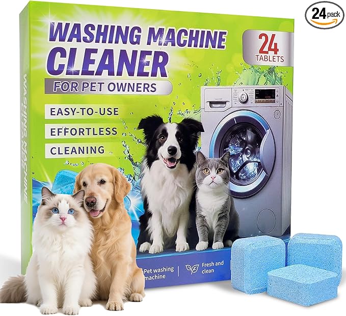 Luvoar Ultra-Powerful Washing Machine Cleaner Tablets-24 Packs, Deep Cleaning Tablets for Front Loader,Top Load & HE Washers,Formulated for Pet Owners,1 Year Supply
