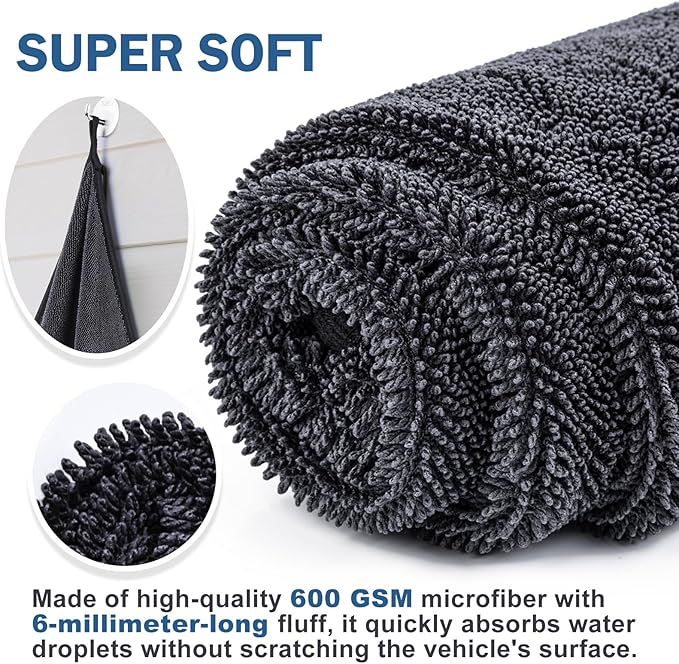 Navona 5 Pack Microfiber Car Drying Towels – Ultra Absorbent, Lint-Free Multi-Purpose Cloths for Car Wash, Bathroom Body Drying, Kitchen Cleaning & Sports Sweat Wiping