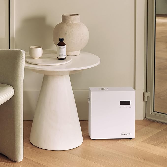 AromaTech AromaPro Bluetooth Essential Oil Diffuser for Aromatherapy Oils, Nebulizing Diffusion System, Heat-Free System for Home or Commercial Use, Covers up to 4,000 Square feet (White)