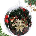Shappy 1 Pcs 36 Inch Christmas Wreath Storage Container Clear Wreath Storage Bags PVC Waterproof Garland Bags with Clear Window Dual Zippers and Handles for Xmas Holiday Artificial Garland (White)