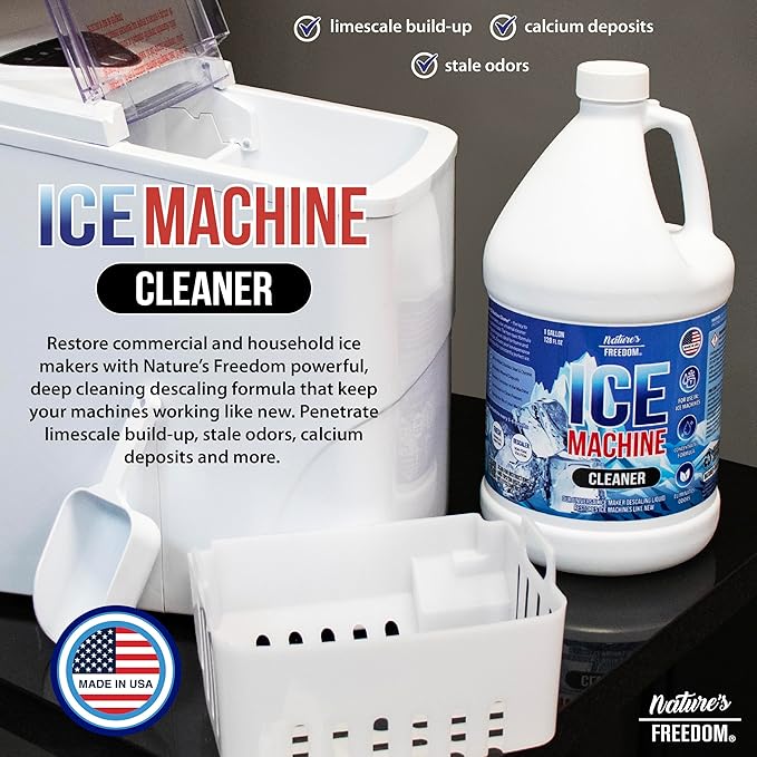 Nature's Freedom Ice Machine Cleaner - 4 Gallons (128 Uses) - Nickel-Safe Descaler, Made in USA, Universal Compatibility for Commercial/Residential Ice Makers such as Whirlpool, Scotsman and All