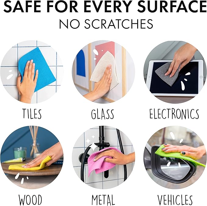 SUPERSCANDI 10 Pack Swedish Dishcloths for Kitchen - 100% Biodegradable & Compostable Reusable Paper Towels Washable, Food-Safe & Without Plastic - Dish Rags Suitable for Any Surface, Pink