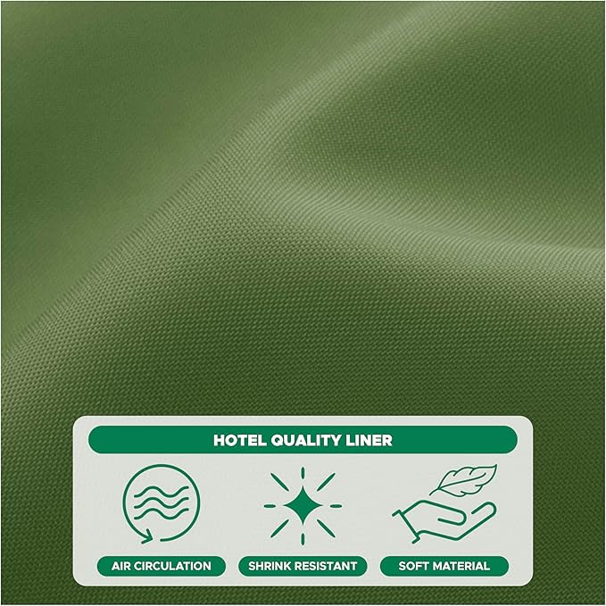 Biscaynebay Hotel Quality Fabric Shower Curtain Liners 72 Inch by 72 Inch, Sage Water Resistant Bathroom Curtains Rust Resistant Grommets & Weighted Bottom Hem Machine Washable