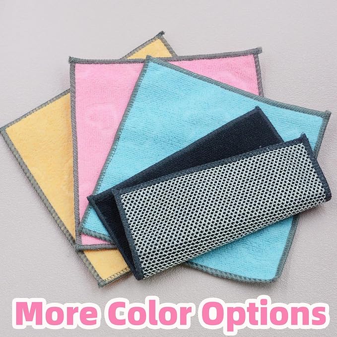 6Pack Double-Side Non-Scratch Wire Dishcloth, Upgrade Wire Mesh Cleaning Cloths, Soft Multipurpose Wire Dishwashing Rags,Quick Dry,Lint Free for Home/Kitchen(7.87''x7.87'') - Blue