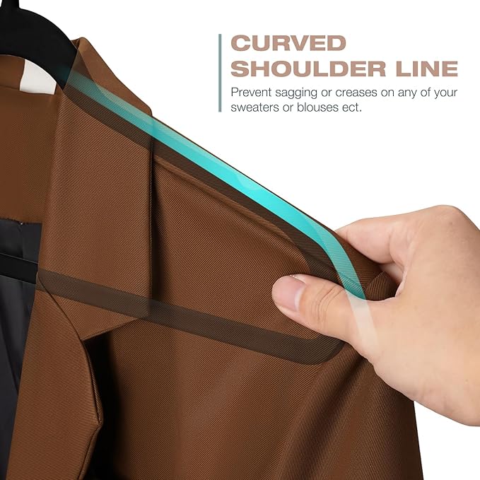 50 Pack Black Velvet Hangers,Coat Hanger Non Slip,Heavy-Duty,Space Saving,Slim Clothes Hangers for Pants,Outfit,Skirts,Suits,Coats,Dresses ect.Felt Hanger with Black 360°Swivel Hook