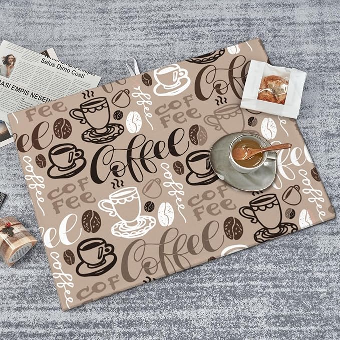 Coffee Mat Coffee Cup Dish Drying Mat for Kitchen Counter Microfiber Absorbent Dish Draining Reusable Washable Extra Large 18"x24" (Brown, 18x24in)
