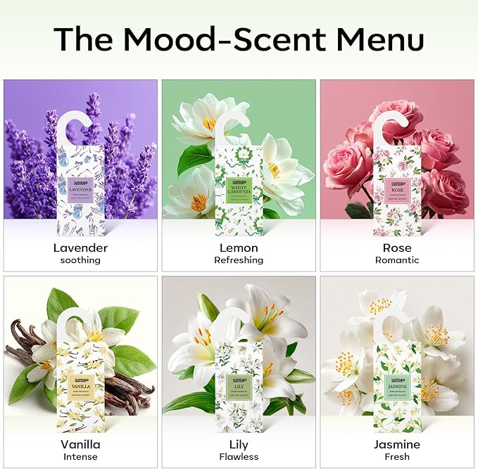 MYARO Large Hanging Sachets Scented for Home 12 Pcs Potpourri Bags Long Lasting Air Freshener for Closet Drawer Car House (White Gardenia)