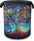 Cosmic Tree Laundry Hamper,Collapsible Laundry Baskets,Tree of Life Dirty Clothes Baskets with Handles,Oxford Cloth Hamper for Bedroom,Bathroom,College Dorms, 16"x20"