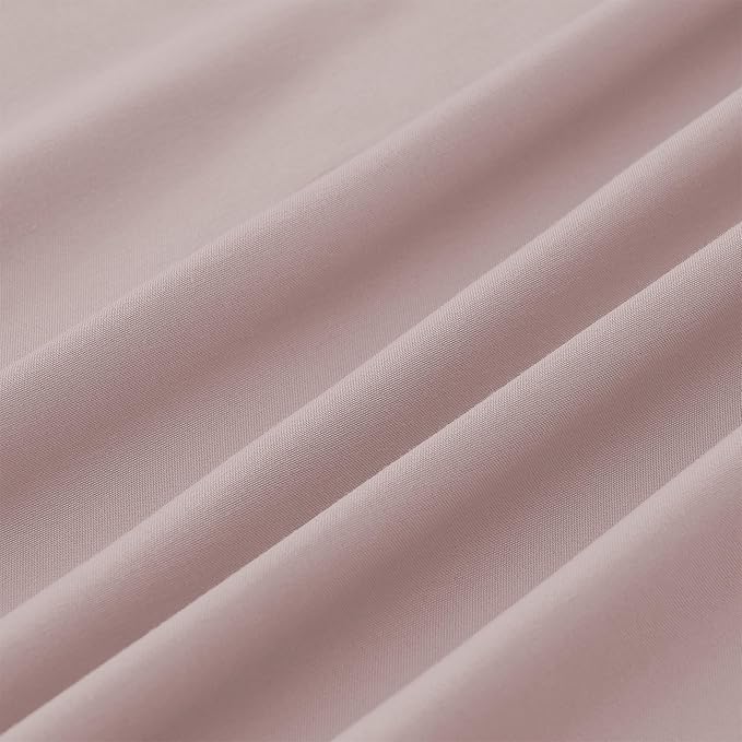 Modern Threads Soft Microfiber Solid Sheets - Luxurious Microfiber Bed Sheets - Includes Flat Sheet, Fitted Sheet with Deep Pockets, & Pillowcases Cameo Rose Twin