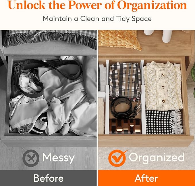 Lifewit 8 Pack Drawer Dividers 5" High, 13.5-22" Adjustable Clothes Organizers, Expandable Dresser Separators in Bedroom/Bathroom/Kitchen/Office