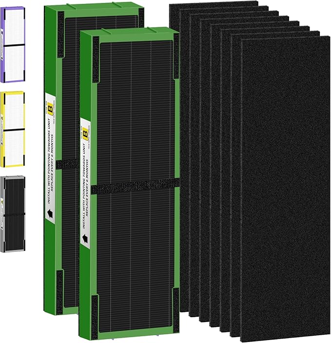 Pulluty FLT4825VO HEPA Toxin Absorber Filter B Replacement Compatible with G-Guardian Air Purifiers AC4825 AC4825E AC4825W AC4300 AC4800 AC4900 AC4850,2 H13 True HEPA Filters+8 Carbon Pre-Filters