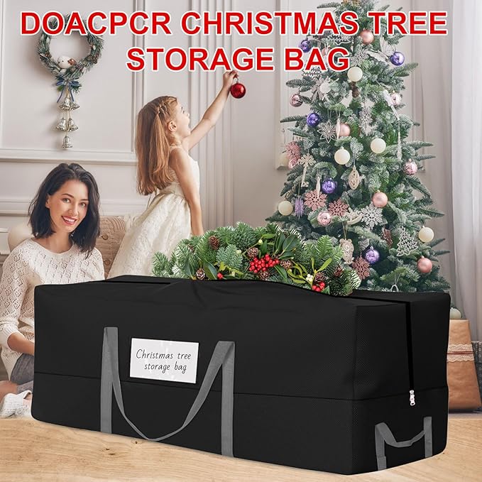 Christmas Tree Storage Bag, Fits Up 8 Ft Tall Artificial Trees, Heavy-Duty 600D Oxford Tree Bag with Reinforced Handles Zipper Clear Pocket, Storage Bags for Moving Items, Clothing, Outdoor, Bedding
