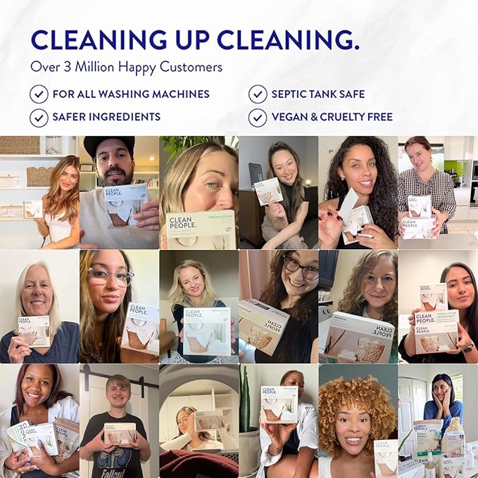 The Clean People Laundry Detergent Pods - Hypoallergenic Laundry Pods - Ultra Concentrated, Recyclable Packaging, Stain Fighting - Peppermint, 32 Pack